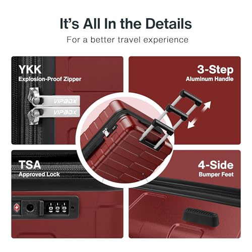 Luggage Sets 3 Piece (3-YEARS VIP SERVICE) Hardside Expandable Ultra Durable 100% PC Lightweight Carry On Travel Suitcase Set with TSA Lock Spinner