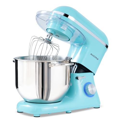 Aucma Stand Mixer,6.5-QT 660W 6-Speed Tilt-Head Food Mixer, Kitchen Electric Mixer with Dough Hook, Wire Whip & Beater (6.5QT, Black)