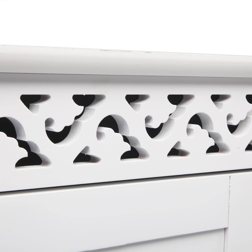 White Carved Double Door Bathroom Storage Cabinet - 23.63x22 x 13.59x22 x 30.32x22 - Glossy