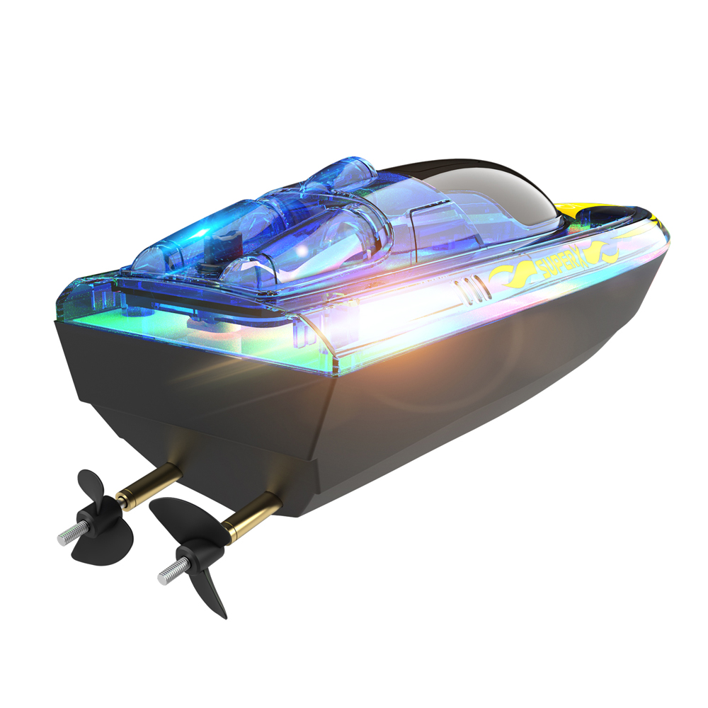OWSOO 2.4GHz Remote Control Boat with Lights Electric Racing Boat Outdoor Pools Lakes Boat with Night Water Sensor Switch Low-Battery Reminder for
