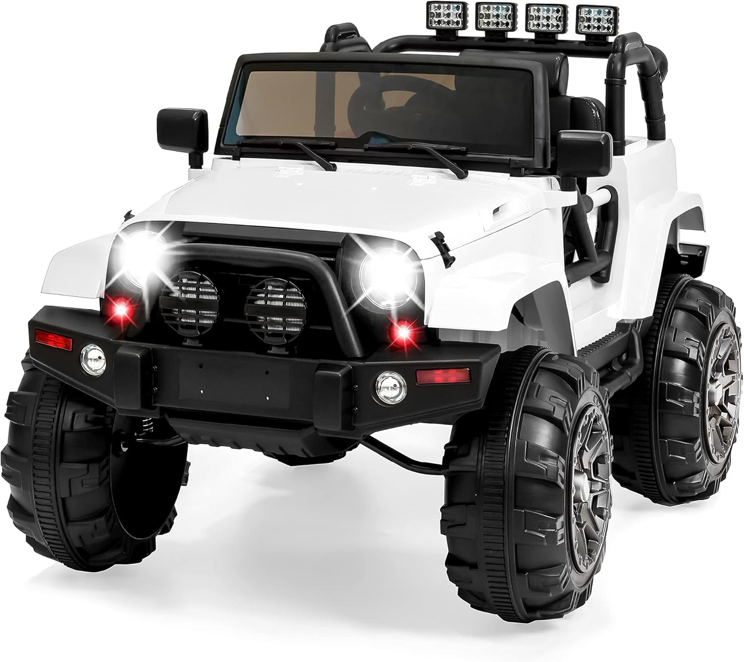 Best Choice Products Kids 12V Ride On Truck, Battery Powered Toy Car w/ Spring Suspension, Remote Control, 3 Speeds, LED Lights, Bluetooth - Red