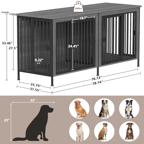 EasyCom 39.96" XL Wooden Large Dog Crate Furniture for Medium and Large Breed