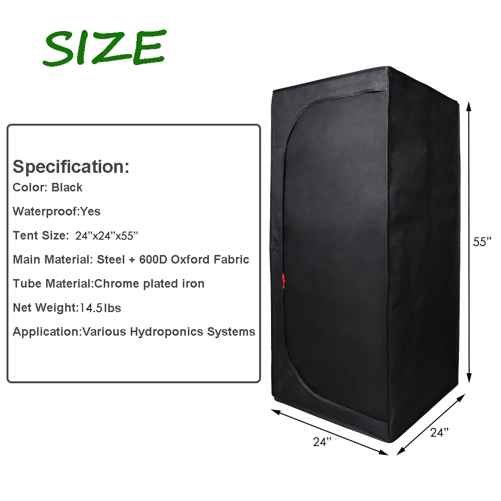 iMeshbean 24"x24"x55" Grow Tent Kit w/ LED Full Spectrum Grow Light & Ventilation Inline Fan