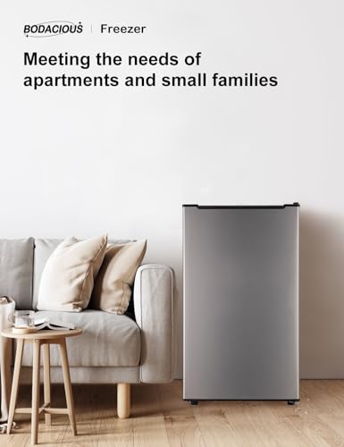 Upright Freezer, 3.2 Cu Ft Mini Small Deep Freezer for 1-2 People, Portable Compact Freezer with 3 Plastic Baffles, 4D Cooling & 40dB Ultra-Quiet