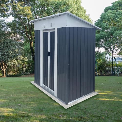 Aidek Outdoor Storage Shed, 5x3 FT Metal Garden Shed with Lockable Sliding Door & Vents