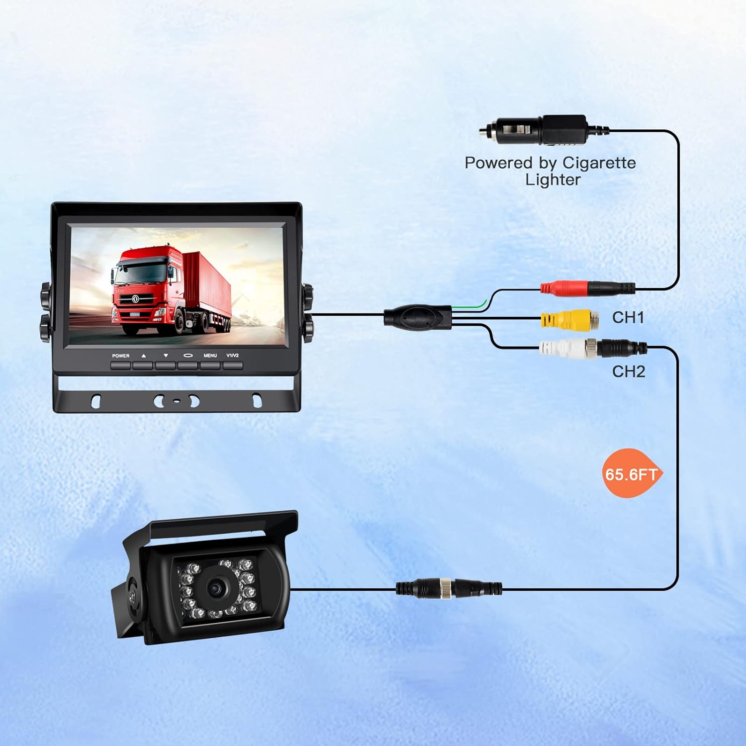 CDSPY RV Backup Camera HD with 7 Inch Monitor Kit 18 IR LED Rear View Camera Super Night Vision Reverse Wired Back Up Camera System for