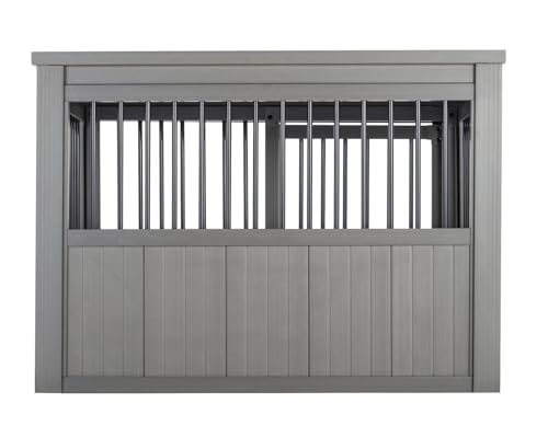 New Age Pet® ECOFLEX® Homestead Sliding Barn Door Furniture Style Dog Crate -Grey, Large (EHDBC15-05L) - Stylish, Durable, Removable Cushions