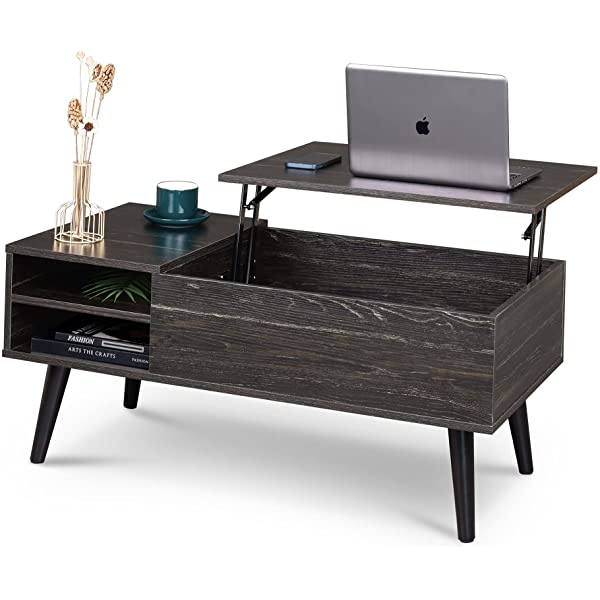 WLIVE Wood Lift Top Coffee Table with Hidden Compartment and Adjustable Storage Shelf, Lift Tabletop Dining Table for Home Living Room, Office