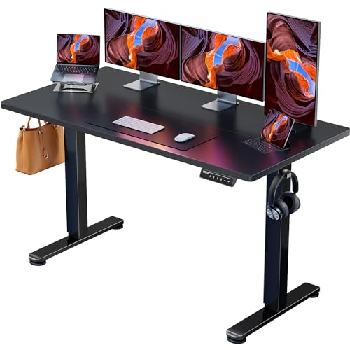 ErGear Height Adjustable Electric Standing Desk, 48 x 24 Inches Sit Stand up Desk, Memory Computer Home Office Desk with Two-Piece Desktop (Walnut)