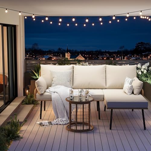 3 Piece Patio Bistro Set, Outdoor Wicker Table and Chairs Set of 2