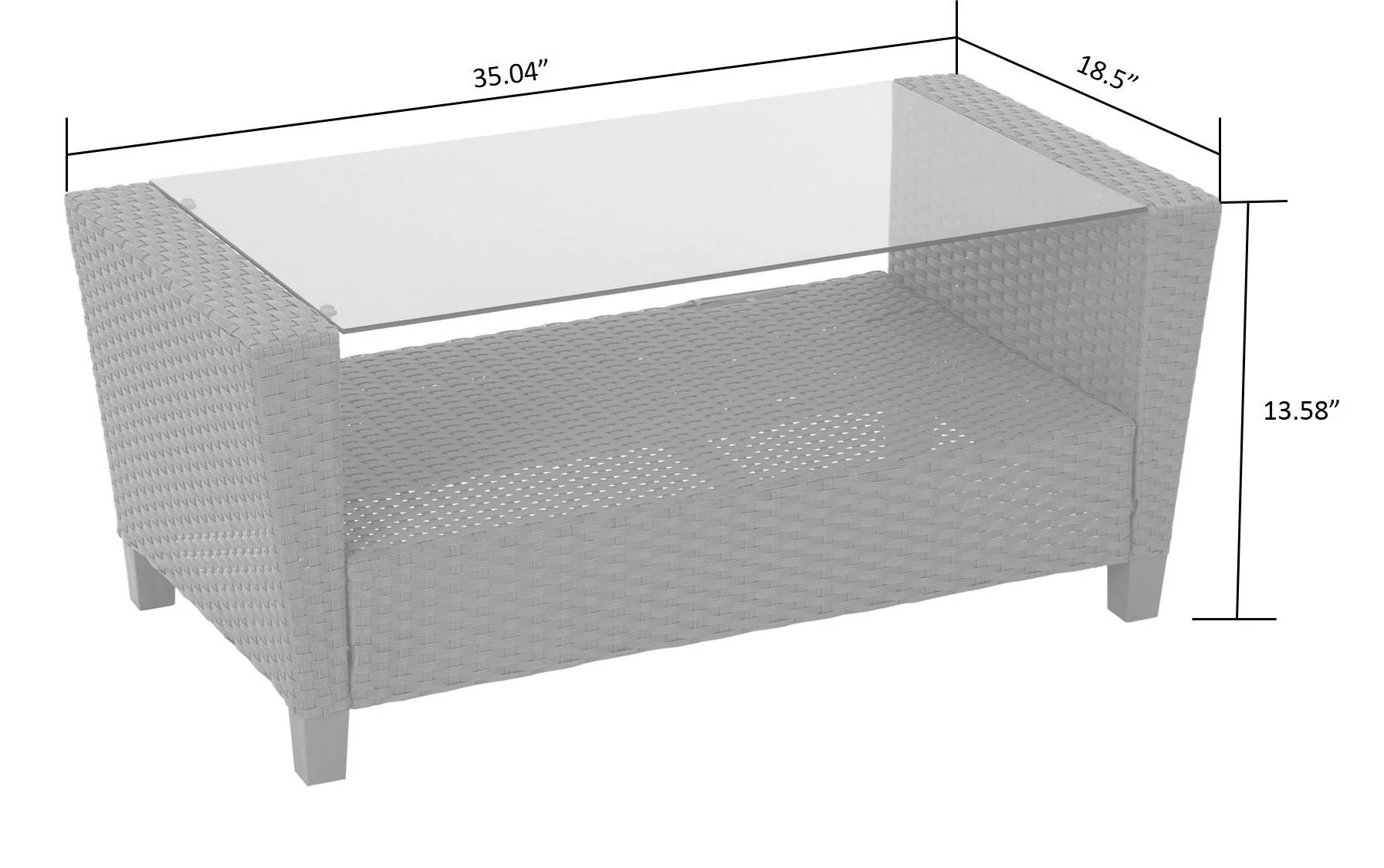 COSCO Outdoor 4 Piece Conversation Set, No Tools Assembly, Gray Cushions, Black Resin Wicker