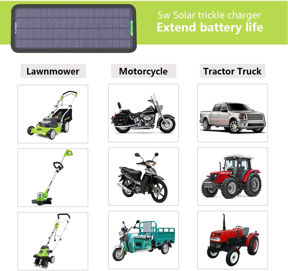 ALLPOWERS 18V 12V 5W Portable Solar Panel Car Boat Power Solar Panel Battery Charger Maintainer for Automotive Motorcycle Tractor Boat RV Batteries