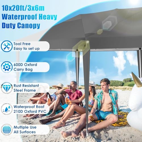 COBIZI Canopy 10x20 Pop Up Canopy Tent with 6 Sidewalls Party Tents for Parties Weddings Backyard Waterproof Canopy Outdoor Commercial Canopy Event