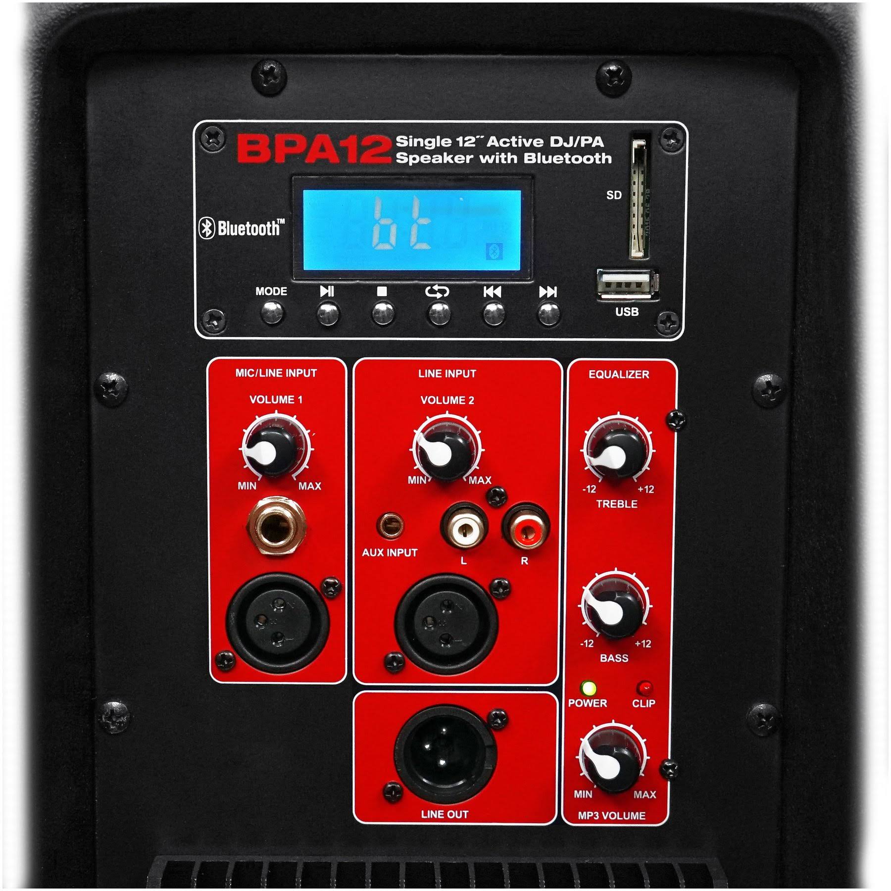 (2) Rockville BPA12 12x22 Powered 600W DJ PA Speakers wBluetooth+LED Stands+Cables