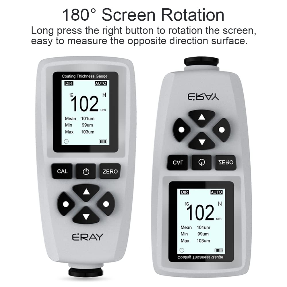 Paint Coating Thickness Gauge, ERAY Digital Depth Mil Thickness Meter with Backlight LCD Display for Car Automotive