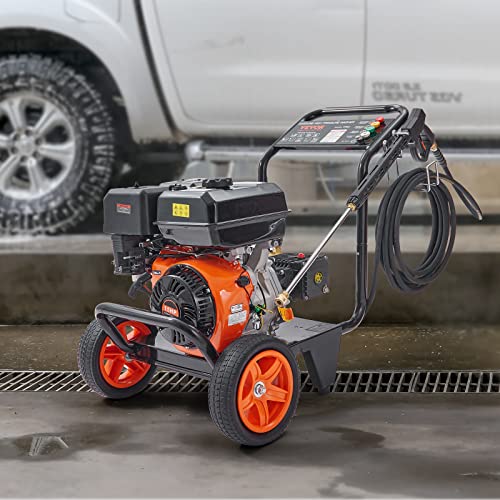 VEVOR Gas Powered Pressure Washer 3400 PSI 2.6 GPM, with Spray Gun and Extension Wand, 5 Quick Connect Nozzles, Copper Pump