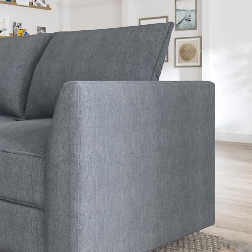 HONBAY Modular Sofa Sectional Sleeper Couch with Ottomans Reversible Sleeper Sectional Sofa Modular Couch with Storage, Aqua Blue