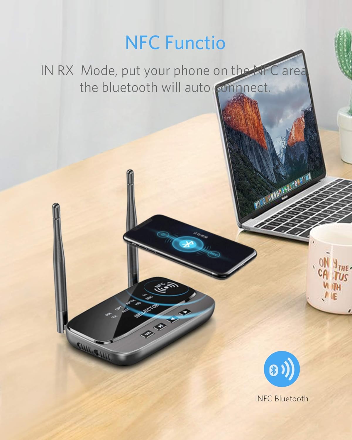 ISELECTOR Bluetooth 5.0 Transmitter Receiver,RX,TX Bypass Mode 3 in 1 Support Low Latency, Dual Link