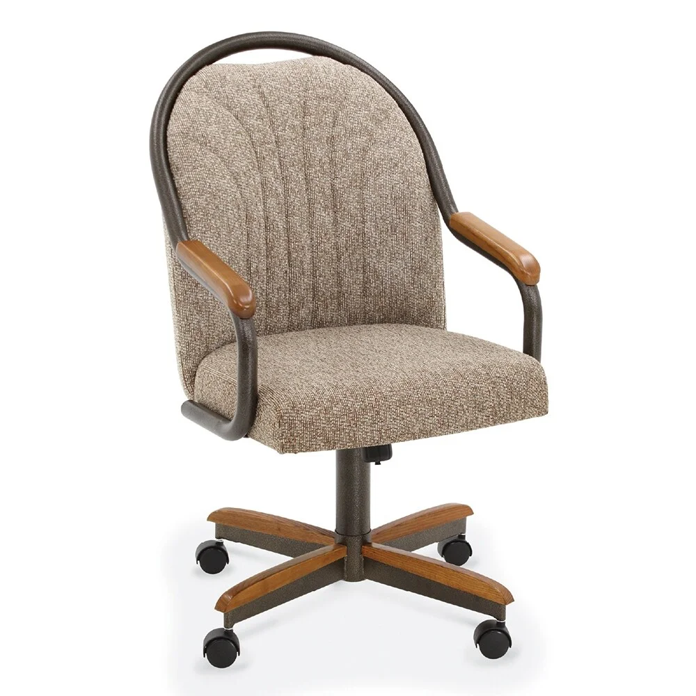 Chromcraft Douglas Caster Dining Chairs in Chestnut, Gray Finish (Set of 2) Chestnut Chestnut Finish - Radiant Selections