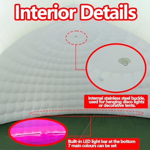 SAYOK Outdoor Portable Inflatable Igloo Dome Tent with Led Light for Party Wedding Event Camping