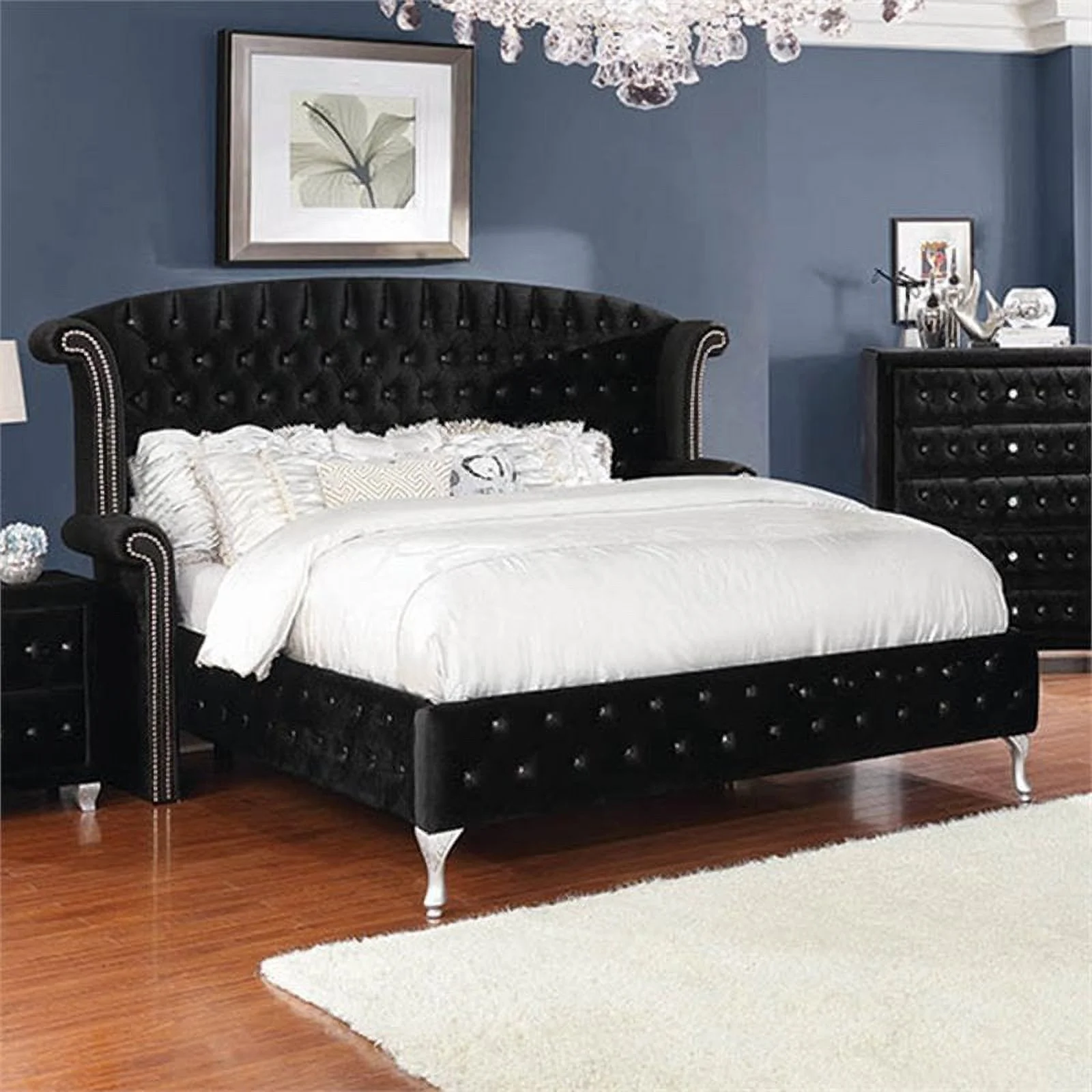 Stonecroft Furniture Dove Way 5 Piece Queen Wingback Bedroom Set in Black
