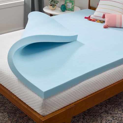 LINENSPA Memory Foam Mattress Topper - 2 Inch Gel Infused Memory Foam - Plush Feel - Cooling and Pressure Relieving - CertiPUR Certified