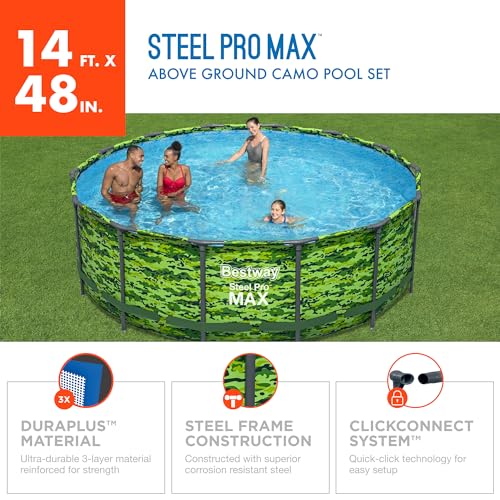Bestway Steel Pro Max 14'x48 Camo Pool Set | Durable Construction, Easy Assembly, and All-Inclusive Accessories