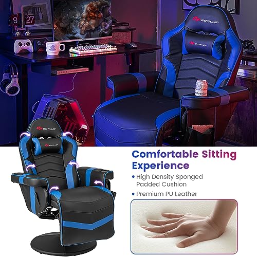 Goplus Massage Gaming Chair, Racing Style Gaming Recliner w/Adjustable Backrest and Footrest