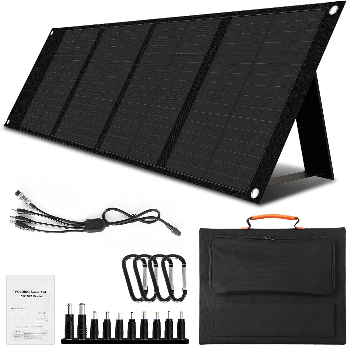 Aoasur Portable Solar Panel 120W Foldable Solar Panel Charger kit, Portable Folding Generator with 2 USB Ports USB Device for RV, Boat, Camper, roof