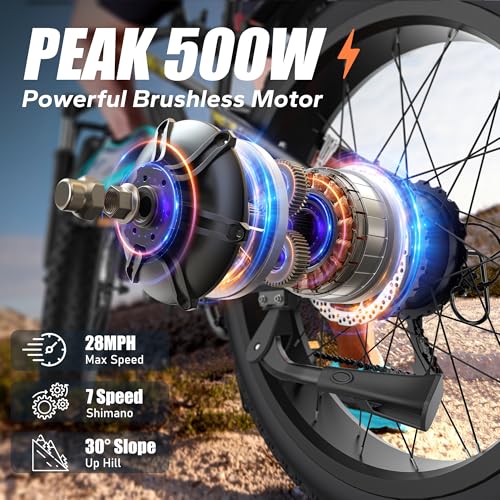 VARUN E Bikes for Men - Peak 750W Ebikes for Adults - Fat Tire Electric Bike Up to 25MPH 60+ Miles with 48V 13AH Removable Battery