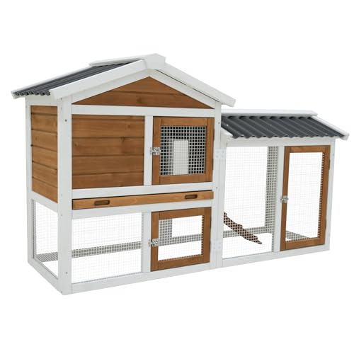 122" Large Chicken Coop with Run,Outdoor Chicken Run W/Nesting Box & Perch,Wooden Hen House W/Ramp & Sliding Trays