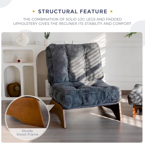 MAXYOYO Accent Chair with Ottoman Adjustable Backrest, Tufted Living Room Chair Upholstered Lounge Chair with Footrest Set