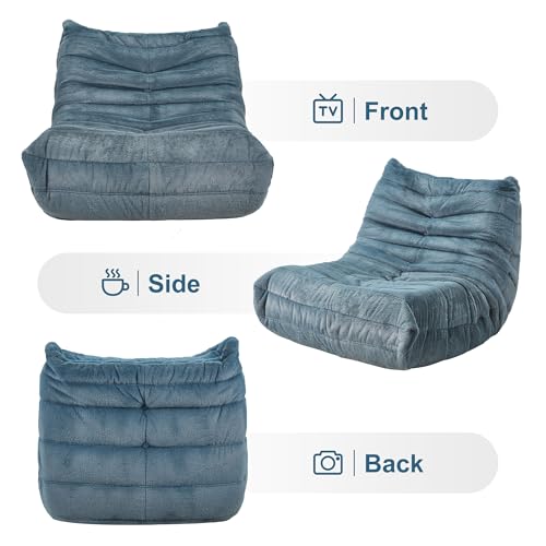 Bean Bag Chairs for Adults Giant Bean Bag Chair Memory Foam BeanBag Chair Big Bean Bag Sofa with Filler Faux Fur Fireside Beanbags Lazy Sofa for
