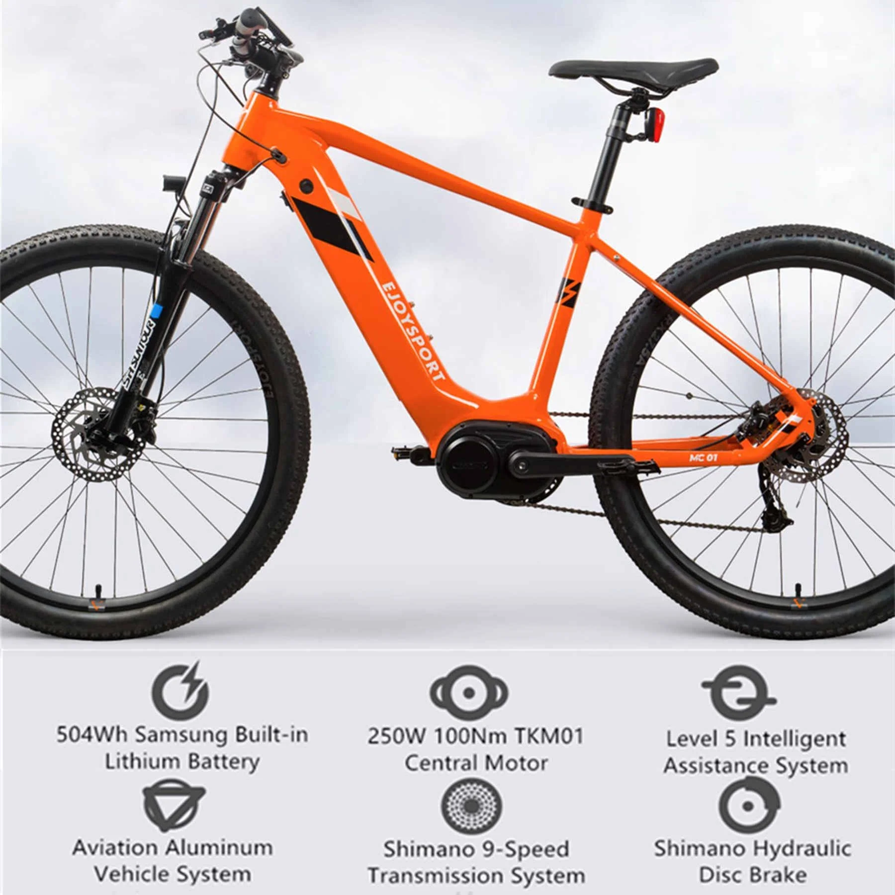 YAPENG 27.5"  Electric Bike for Adults 7 Speed Commuting Electric Mountain Bike with 250W Motor  Orange