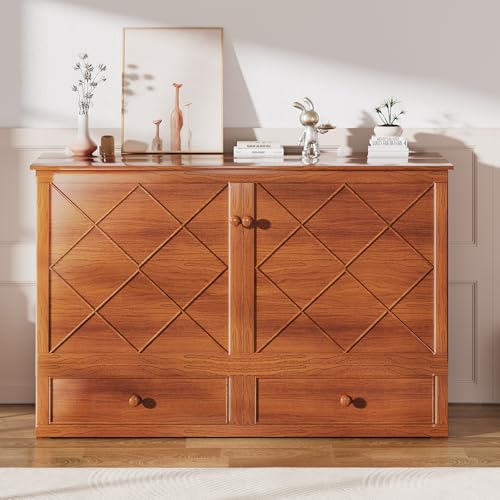 Mjkone Queen Murphy Bed Cabinet with Tri-Folding Mattress