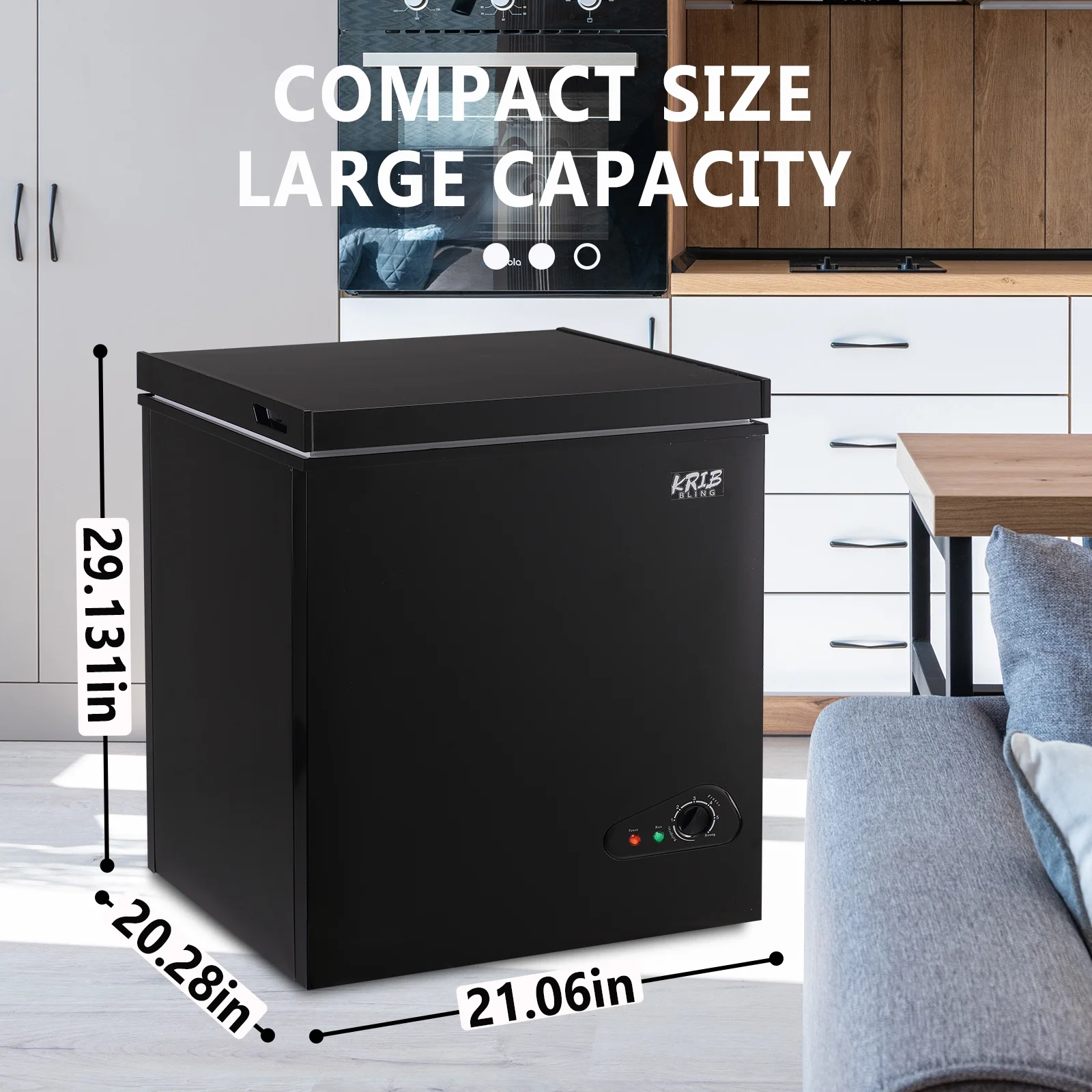 KRIB BLING Deep Freezer with Removable Basket, 5.0 Cu.ft Chest Freezer with 3 Grade Thermostat, Ideal for Basement, Office, Black