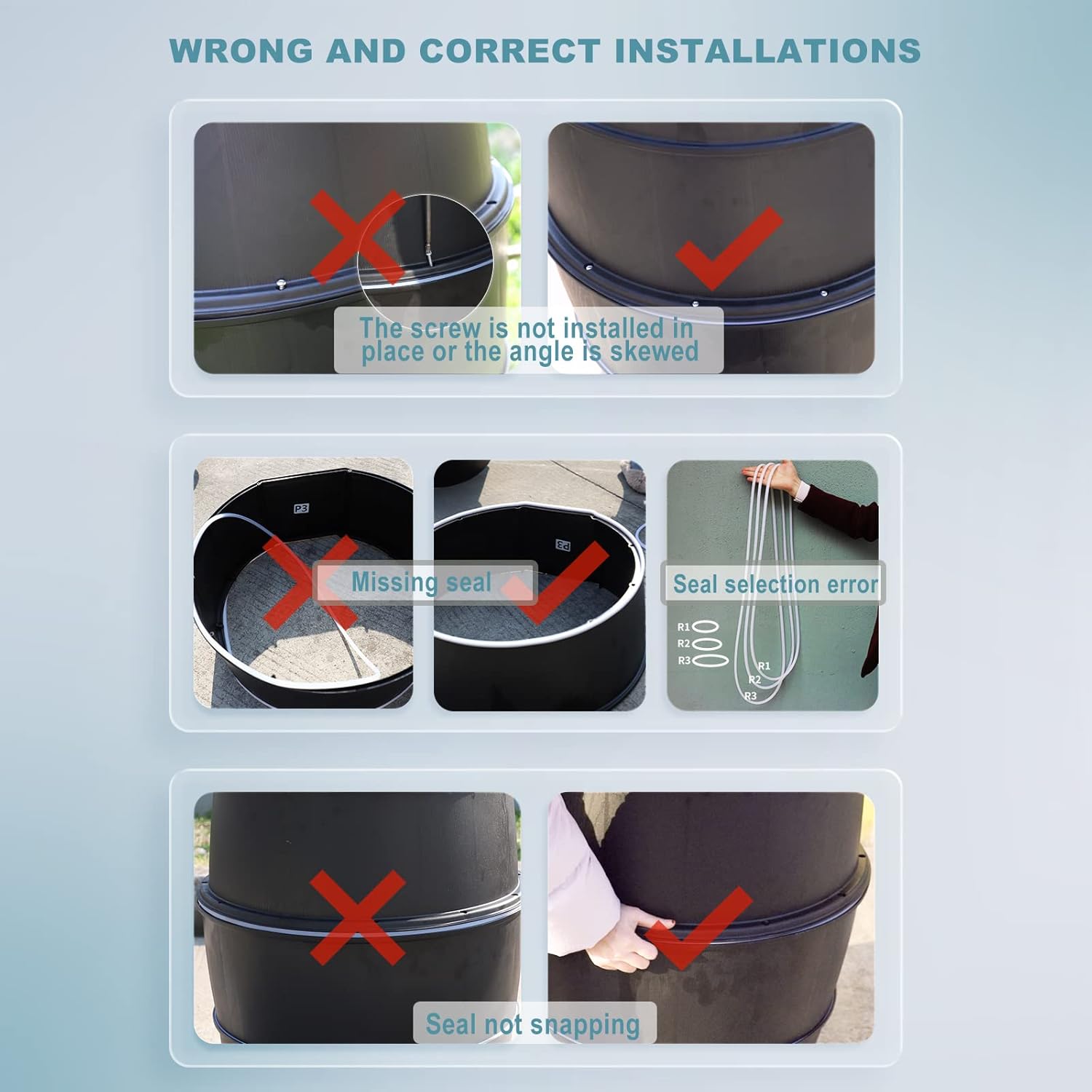SQUEEZE master 50 Gallon Rainwater Collection Barrel-BPA Free Home Rain Catcher with Outlet Hose-Flatback Designed Water Storage Collection Barrel
