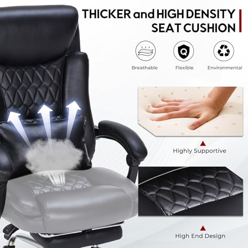 400lbs Reclining Executive Office Chair with Foot Rest,Big and Tall Ergonomic Office Chair with,Home Office Desk Chairs for Heavy People (Khaki)