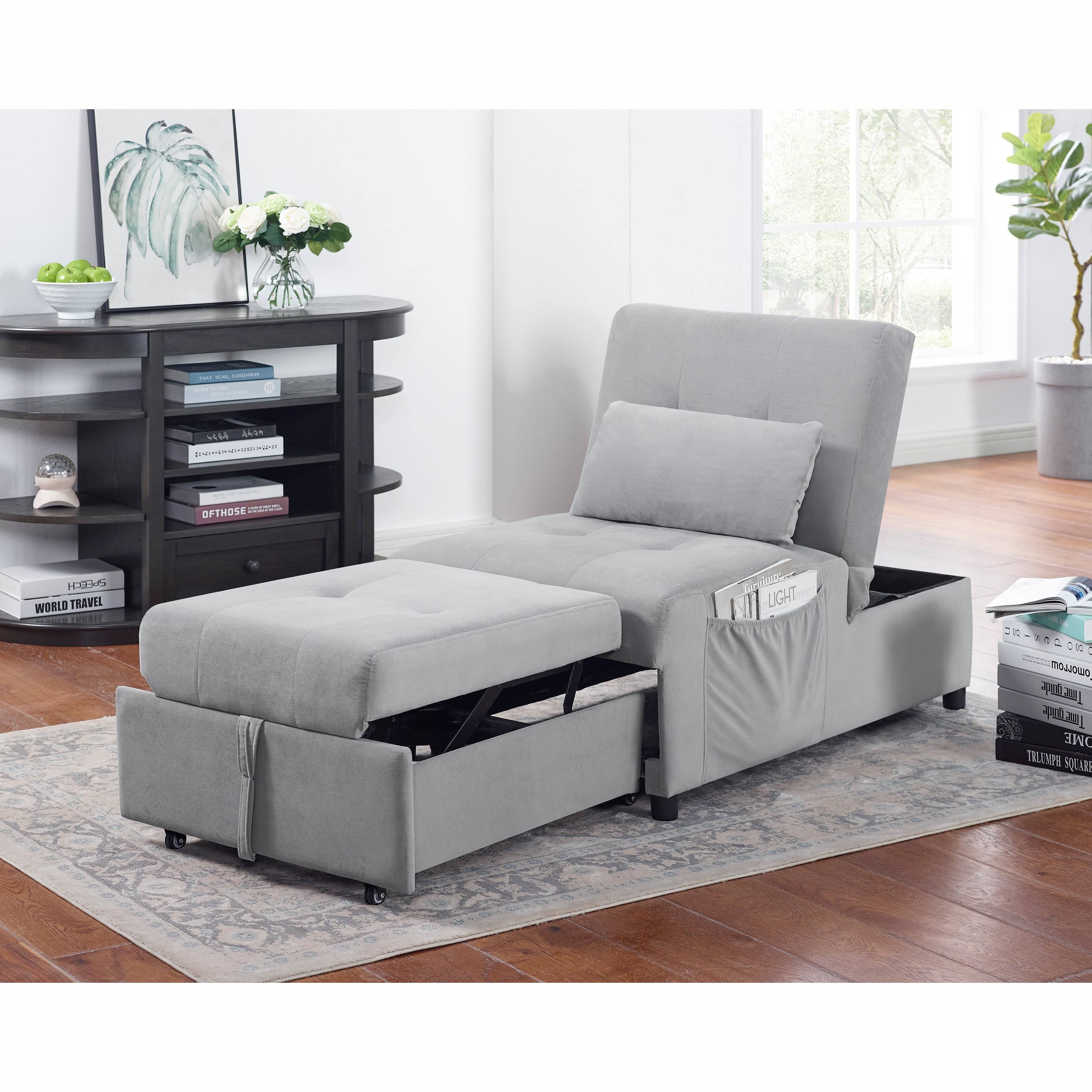 Furniture of America Alice Contemporary Upholstered Futon Chair - Grey