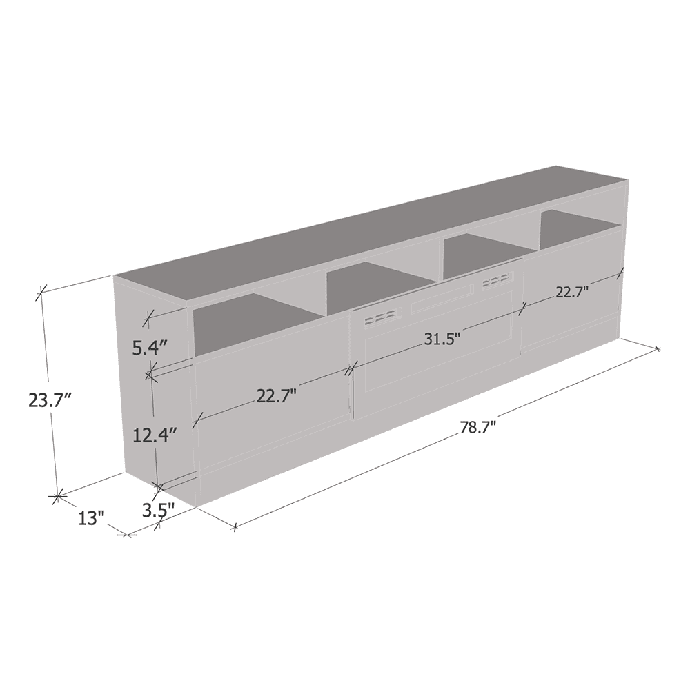 Disparo BL-05 Fireplace TV Stand for TVs up to 90", Modern High Gloss 79" Entertainment Center