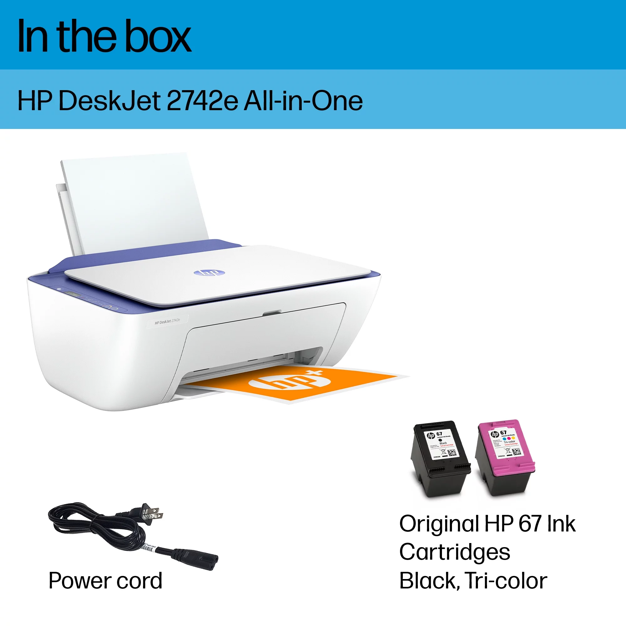 HP DeskJet 2742e Wireless Color All-in-One Inkjet Printer (Milkyway) with 6 months of Instant Ink included with HP+