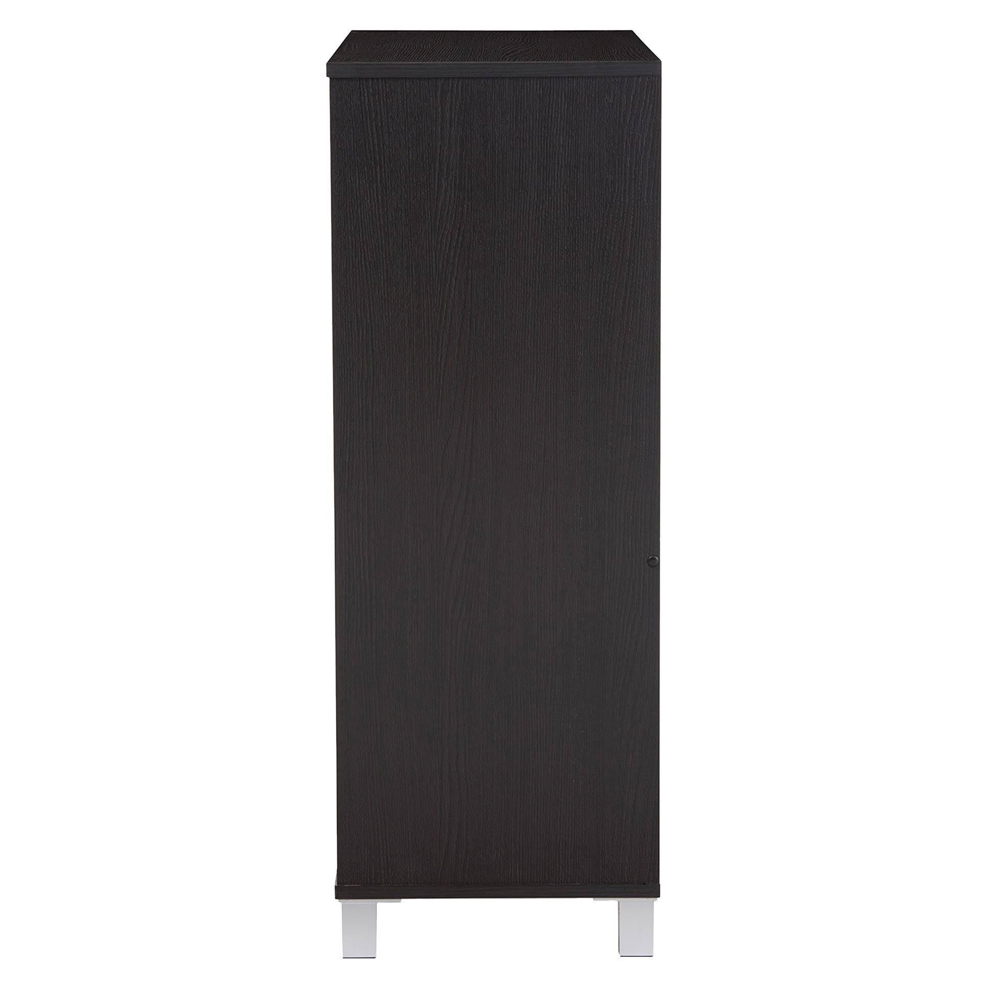 Baxton Studio Shirley 2 Door Shoe Cabinet, Dark Brown