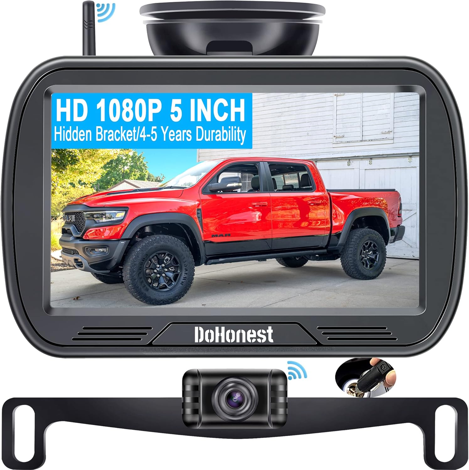 Wireless Backup Camera for Truck with 5'' Monitor
