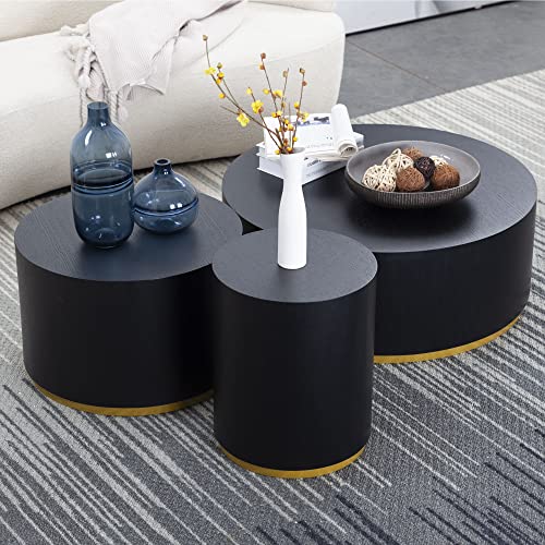 JUSTONE 15.75 ''Round Coffee Table, Accent End Table for Living Room Office Apartment, Modern Minimalist Side Table with Faux Marble Pattern