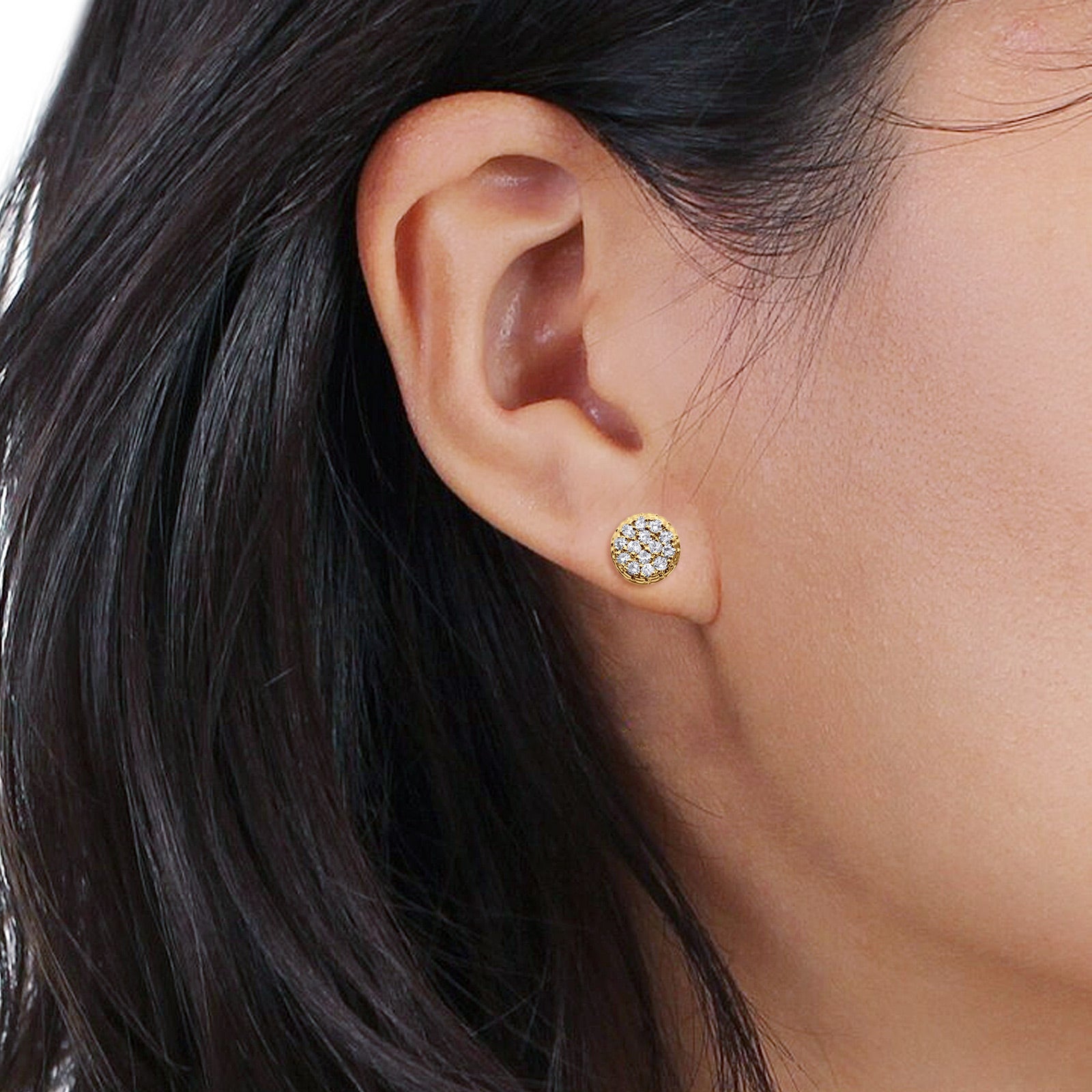 10K Yellow Gold 5.8mm Round Shaped Classic Diamond Stud With Push Back Earrings