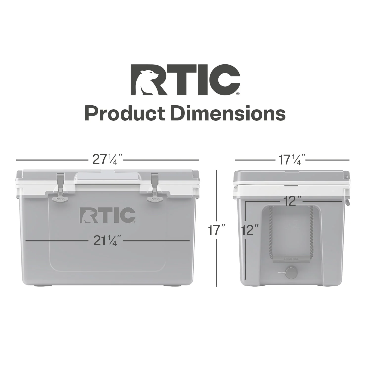 RTIC 52 QT Ultra-Light Hard-Sided Ice Chest Cooler, Dark Grey And Cool Grey, Fits 76 Cans