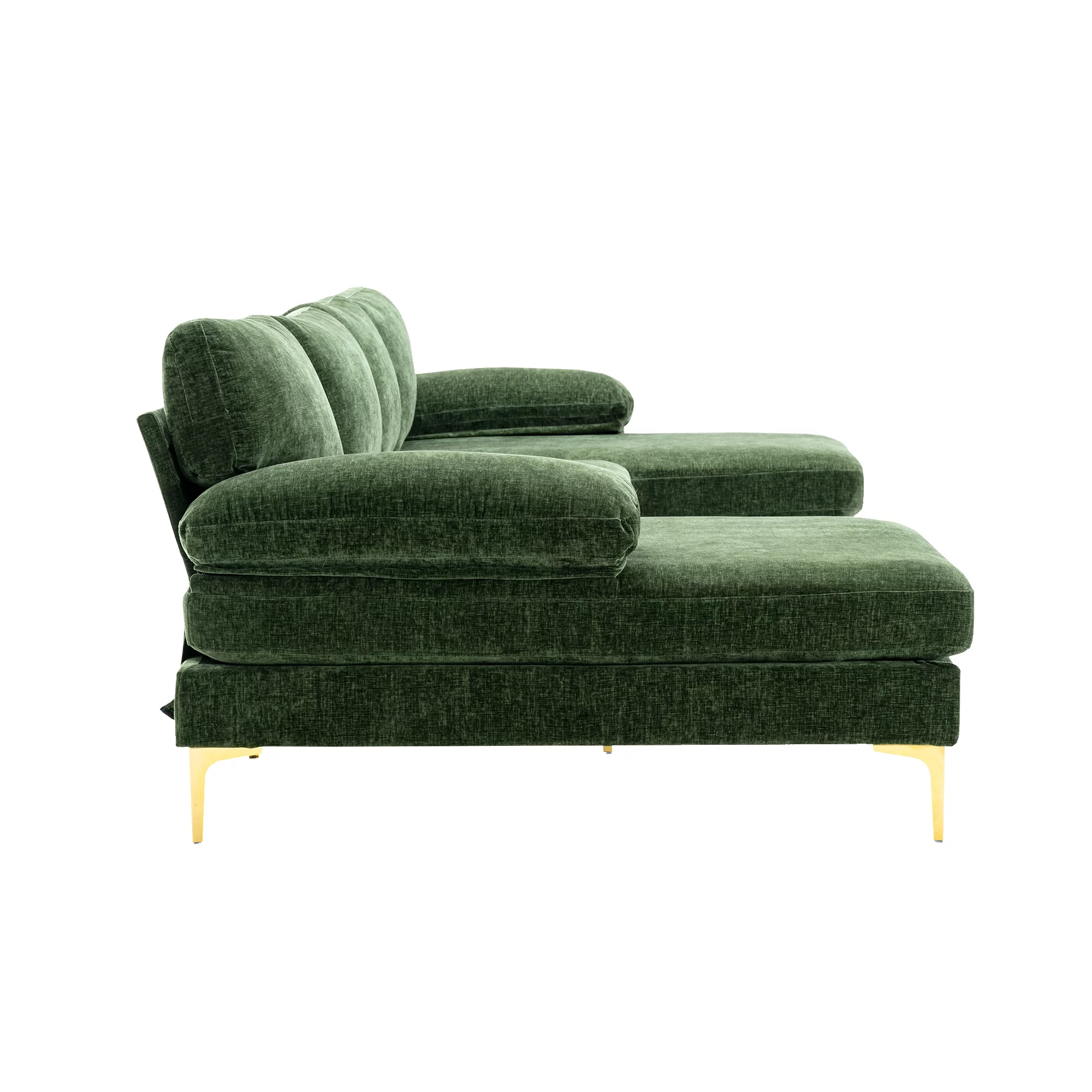 Luccalily Sectional Sofa U-Shaped Sectional Couch , Accent Sofa Recliner,with Golden Metal Legs,Mid-Century Modern Velvet loveseat Sofa
