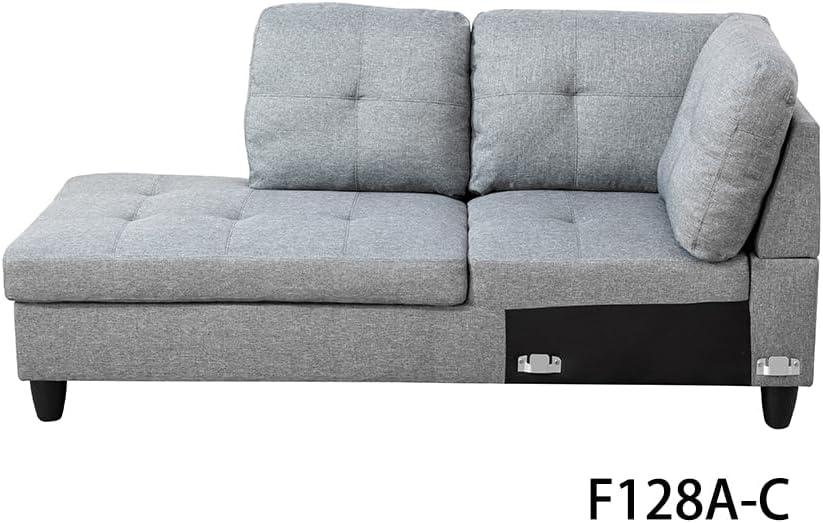 103" L-Shaped Sectional Sofa with Left Chaise Lounge, Storage Ottoman and 2 Throw Pillows