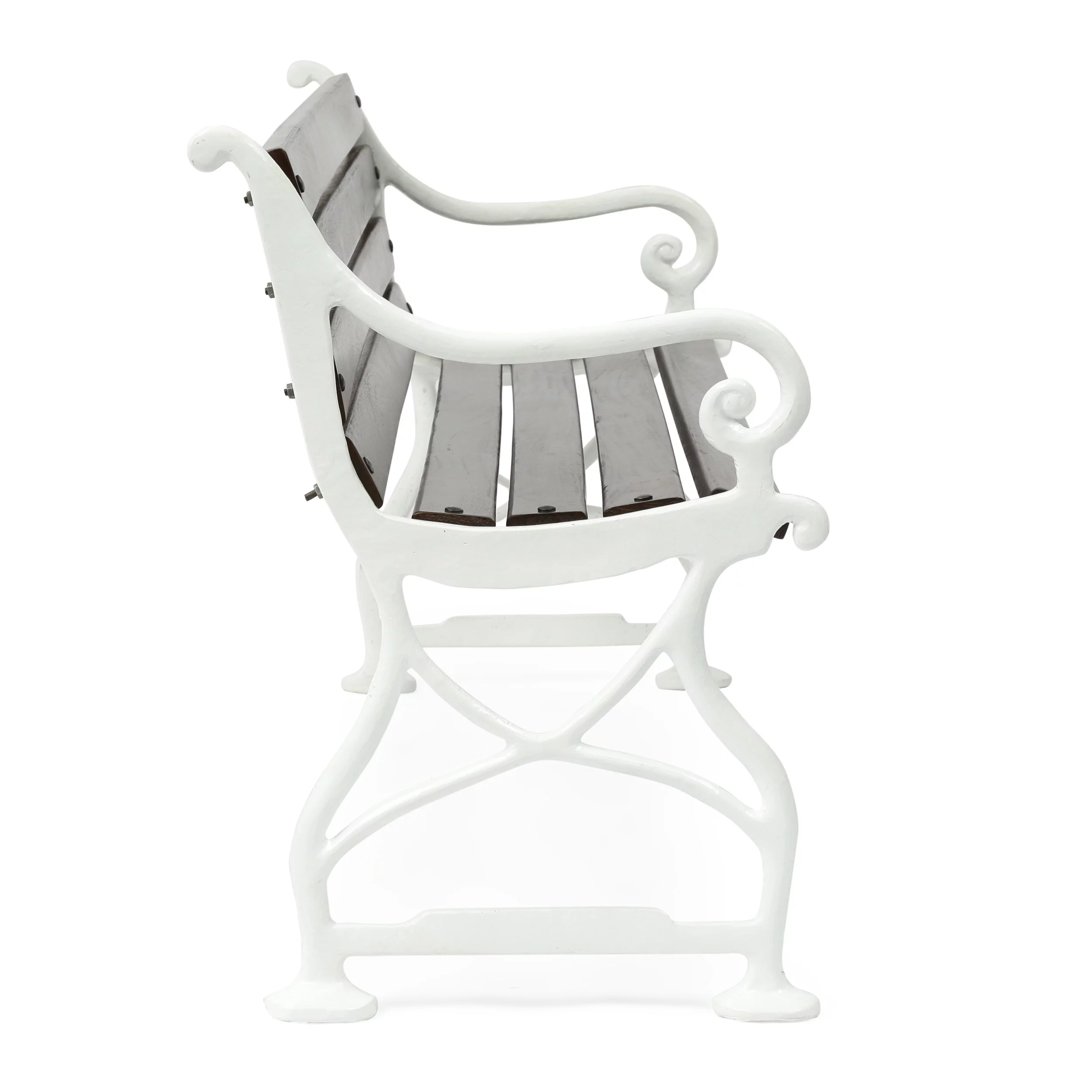 Vandalia Acacia Wood Outdoor Handmade Bench, Rustic Brown and White