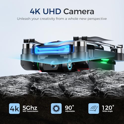 GPS Drones with 4K Camera for Adults with HD Screen on Controller and Follow Me Mode,Long Flight Time and Distance,Transmission and GPS Auto Return